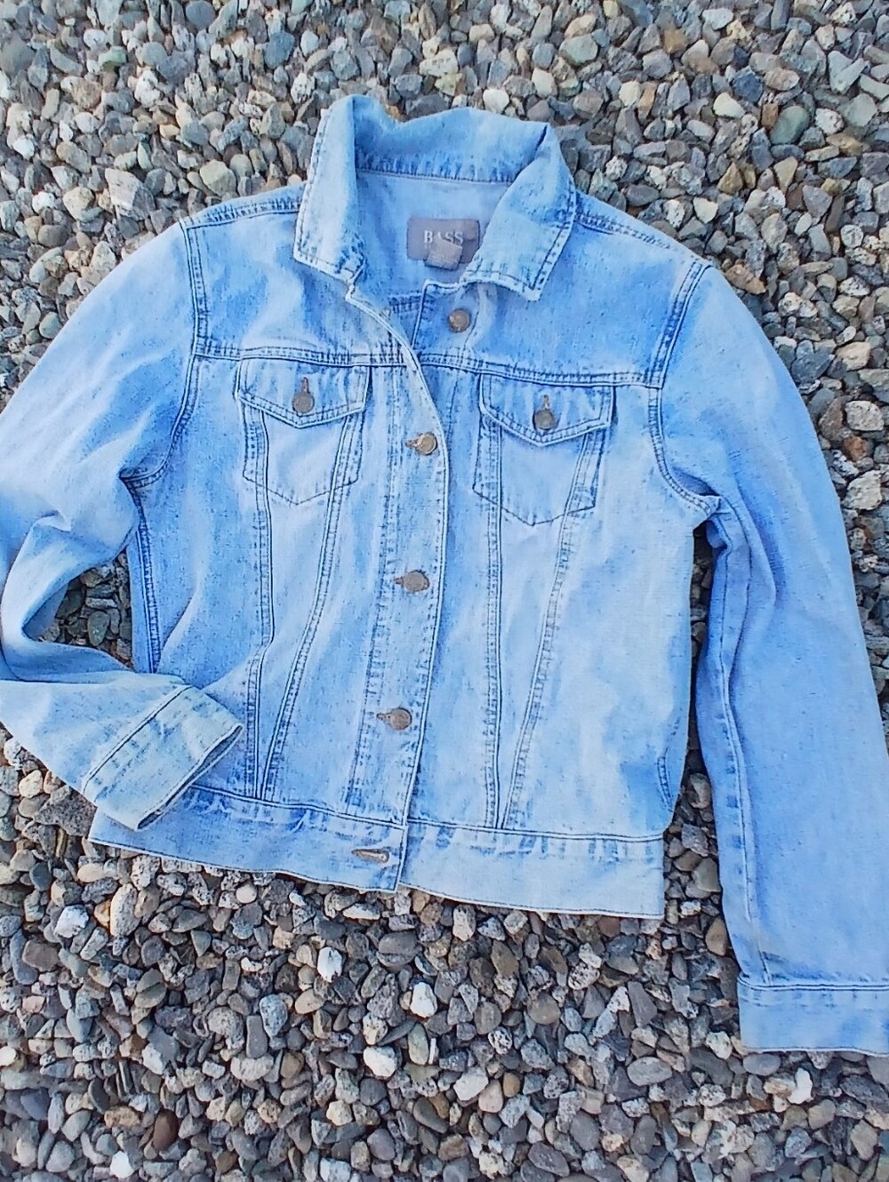 Women"s Light Blue Denim Jean Jacket GH Bass Size L.